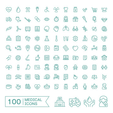 绿色迷你医疗符号100个图标组