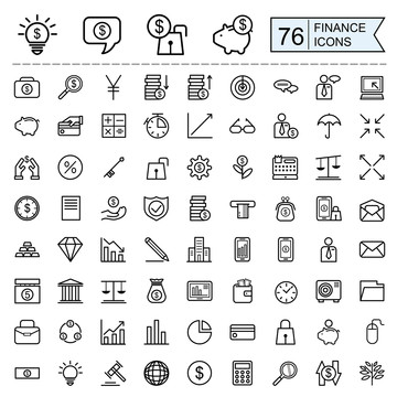 黑色金融财务交易76个图标组