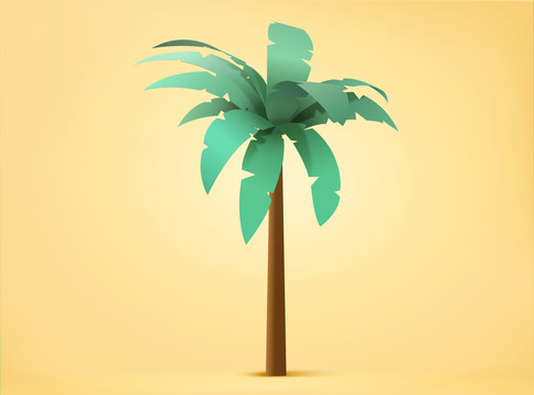 热带棕榈树纸型元素