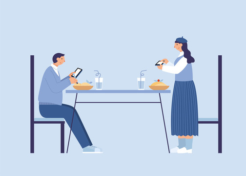 用餐时手机成瘾带来的社交孤独
