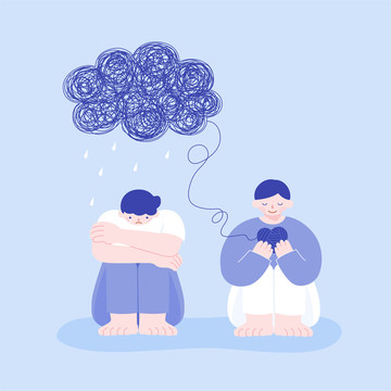 默默陪伴失落的朋友 扁平概念插圖