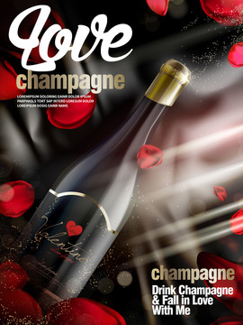 浪漫情人节爱恋香槟海报