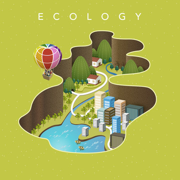 绿世界生态环境插图设计