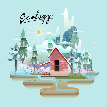 绿世界生态环境英文标语插图设计