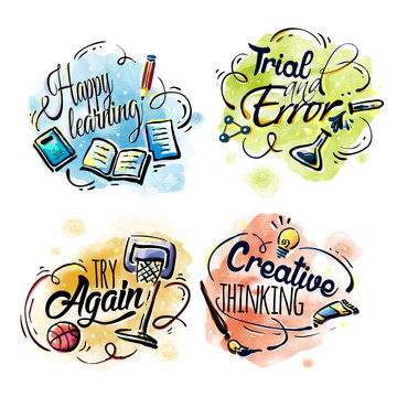 快乐学习创意思考艺术字体插图设计