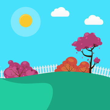 扁平風(fēng)插畫草地空間圖