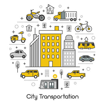 城市交通运输相关素材插画标志图