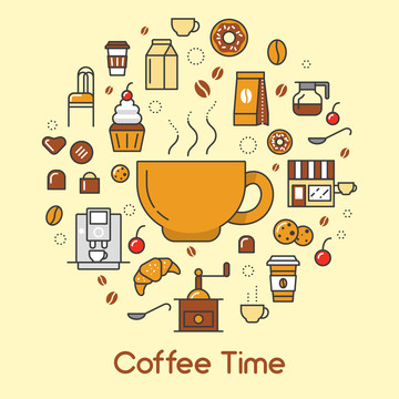 咖啡相关素材插画标志图