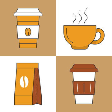咖啡插画标志组图