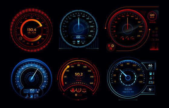车用仪表板科技精密数据里程呈现元素