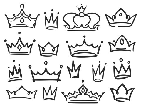 手绘王冠图标元素集合