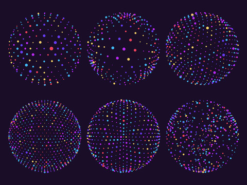 彩色波点组成大圆形插图集合