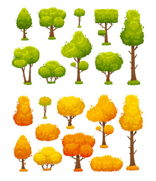 不同季节的树木插图集合