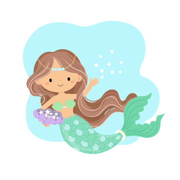 美人魚撒星星插圖