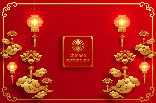 金紅色文化象征裝飾的中式新年婚禮橫幅
