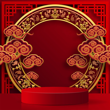 節(jié)慶展示臺(tái)渲染素材