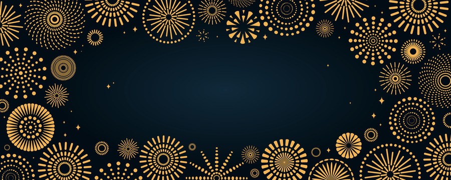 金色煙花新年設計海報