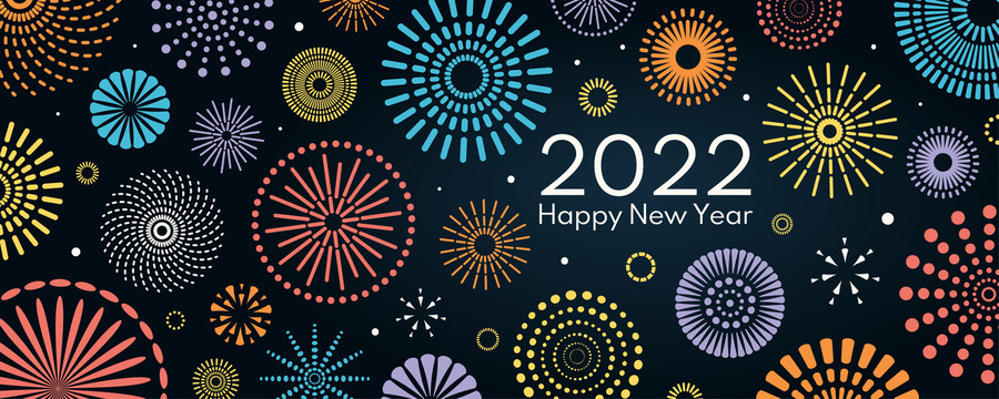 2022新年炫彩烟花设计海报