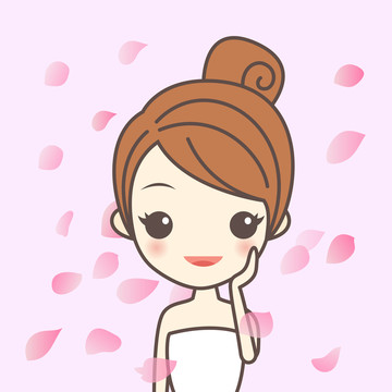 女人心情愉快卡通插圖