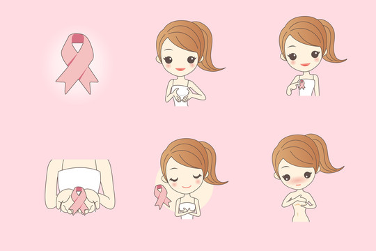 女人防乳腺癌卡通插图