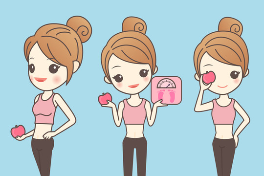 女人保持身材卡通插圖