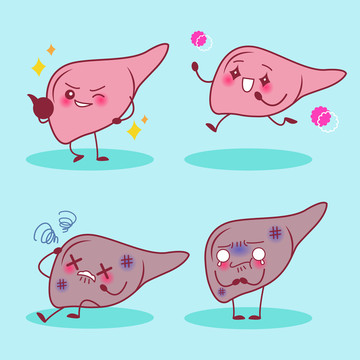 肝臟開心哀傷表情插圖