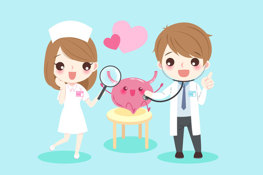 醫療人員檢視膀胱泌尿系統插圖