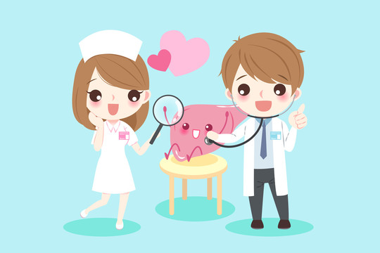 肝臟健康診療卡通插圖