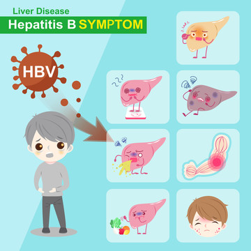患B型肝炎征兆卡通插图