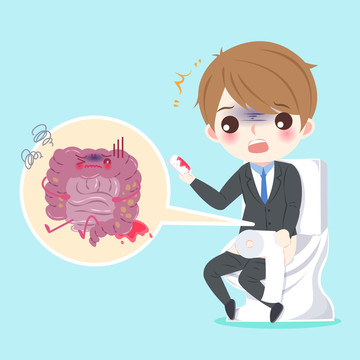男性腸道糞便殘留出血插圖