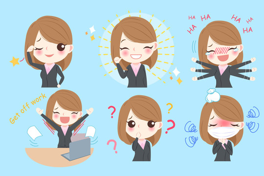 上班族女性各種有趣表情包貼圖