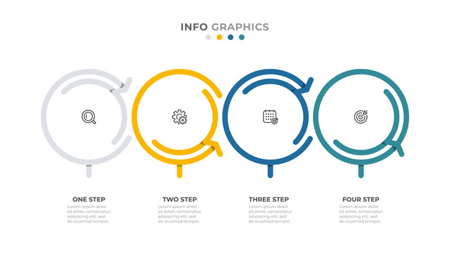 四个圆框箭头步骤信息图表