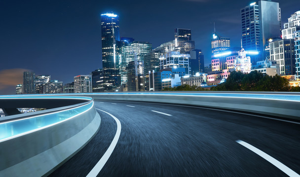 墨爾本夜色背景公路過彎行駛速度感照