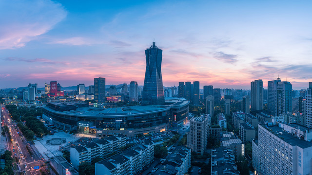 杭州西湖文化广场夜景