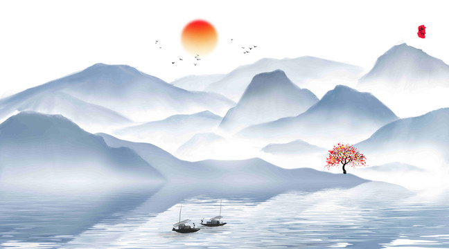 新中式水墨山水畫