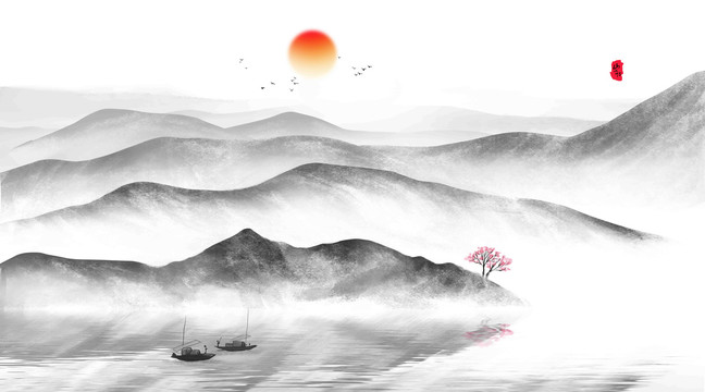 新中式水墨山水畫
