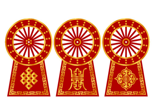 蒙古族勒勒車紅色矢量