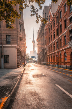 上海外滩日出街景