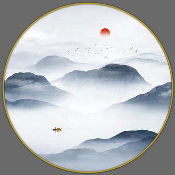 圓形山水畫(huà)