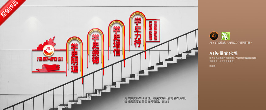 黨史學(xué)習(xí)樓梯文化墻