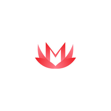 字母M蓮花LOGO荷花標(biāo)志