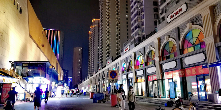 城市夜生活商业步行街
