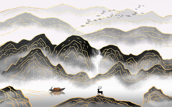 中式水墨山水畫
