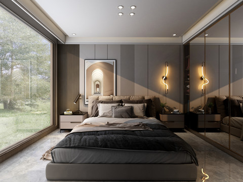 现代卧室主卧装饰装修设计效果图