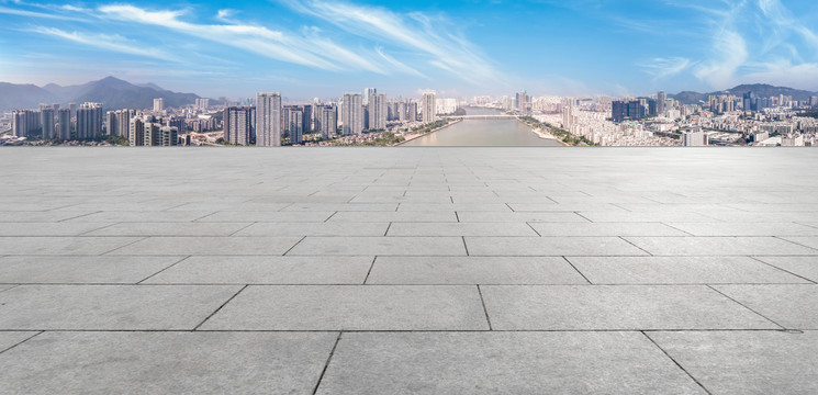 道路地面和建筑景观