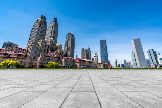 地砖观景台和天津建筑景观