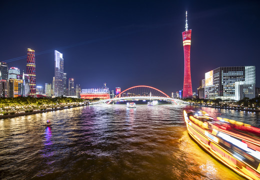 广州城市天际线广州塔夜景