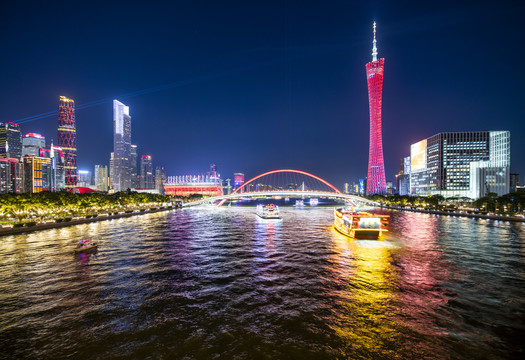 广州城市天际线广州塔夜景