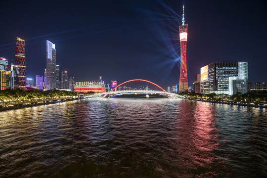 广州珠江新城广州塔城市夜景