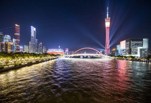 广州珠江新城广州塔城市夜景